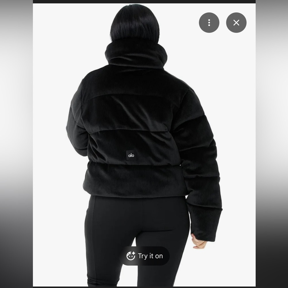 ALO Yoga Ribbed Velour Gold Rush Puffer Black - Picture 13 of 14